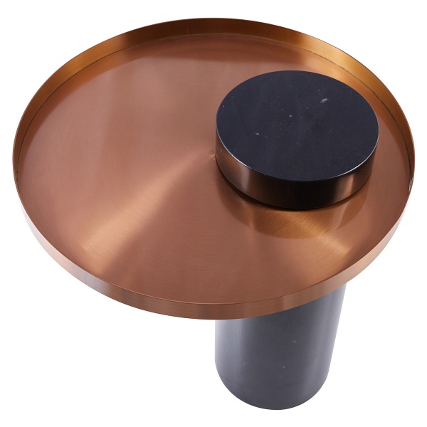 Stolik kawowy COLUMN marmurowy czarno miedziany 55 cm Step Into Design