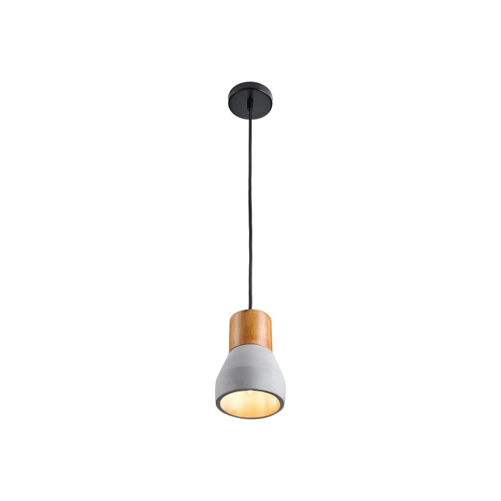 Lampa wisząca CONCRETE 12 cm- szary beton, drewno - Step Into Design