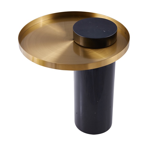 Stolik kawowy COLUMN marmurowy czarno złoty 55 cm Step Into Design