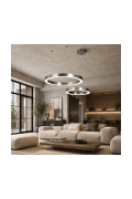 Lampa wisząca CIRCLE 60+80 LED nikiel na 1 podsufitce - Step Into Design