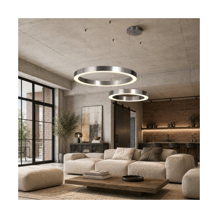 Lampa wisząca CIRCLE 60+80 LED nikiel na 1 podsufitce - Step Into Design