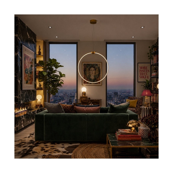 Lampa wisząca ACIRCULO 60 cm - zloty ring LED - Step Into Design