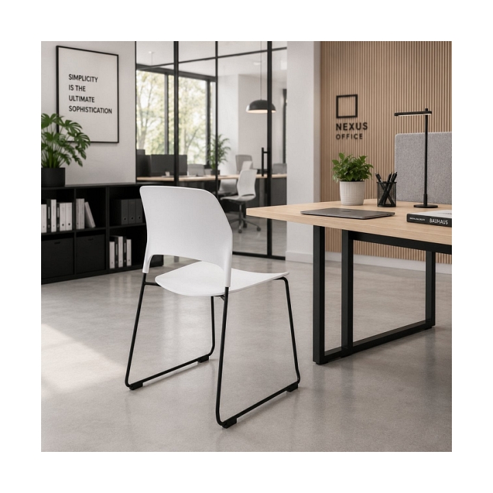 Krzesło TIPICO - polipropylen, białe siedzisko, stelaż czarny - Step Into Design