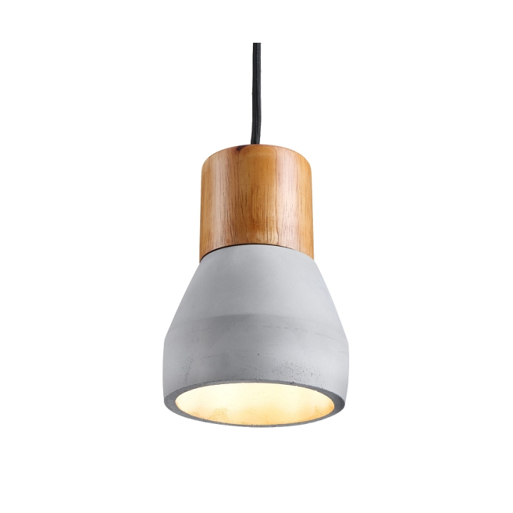 Lampa wisząca CONCRETE 12 cm- szary beton, drewno - Step Into Design