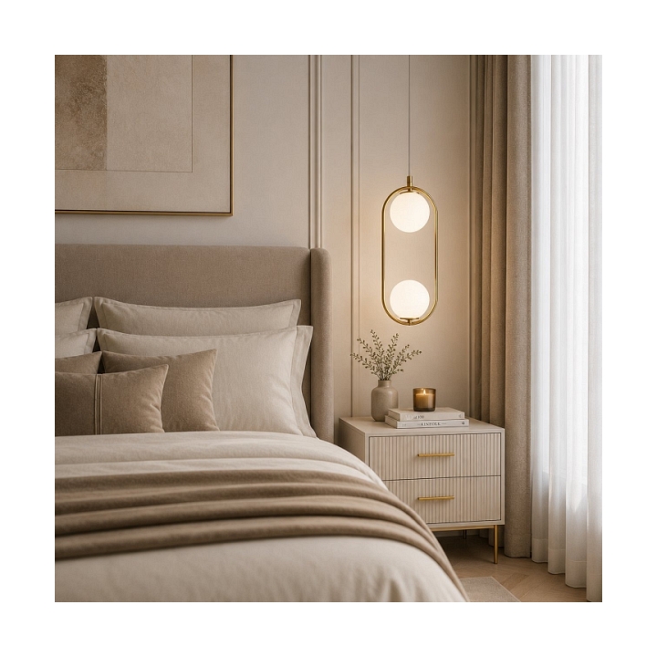 Lampa wisząca COSTA DUO 50 cm - złoty stelaż, dwa klosze - Step Into Design