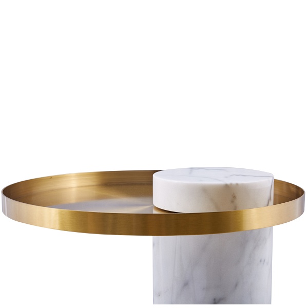 Stolik kawowy COLUMN marmurowy biało złoty 55 cm Step Into Design