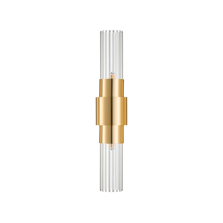 Lampa ścienna GLOW 46 cm - kinkiet złoty, szkło ryflowane - Step Into Design
