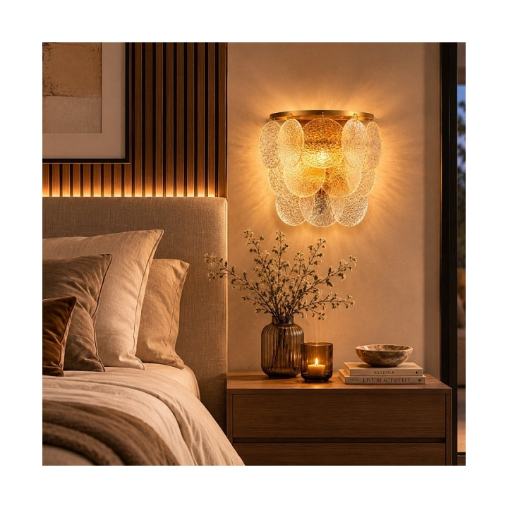 Lampa ścienna FIORE 30 cm - kinkiet złoty, kryształowy - Step Into Design