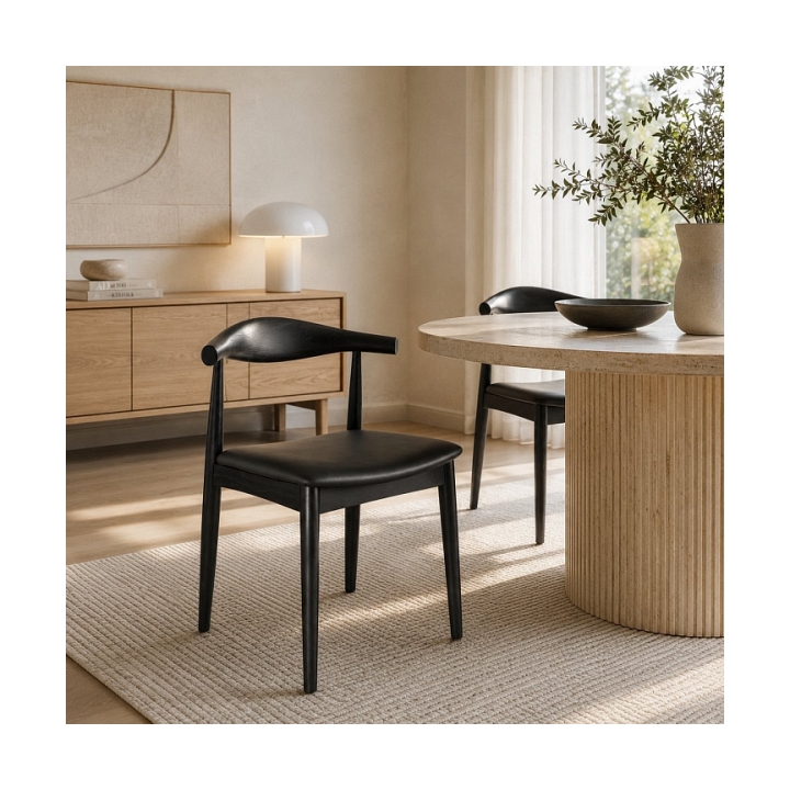 Krzesło CLASSY jesionowe w kolorze czarnym z poduszką ze skóry eko - Step Into Design