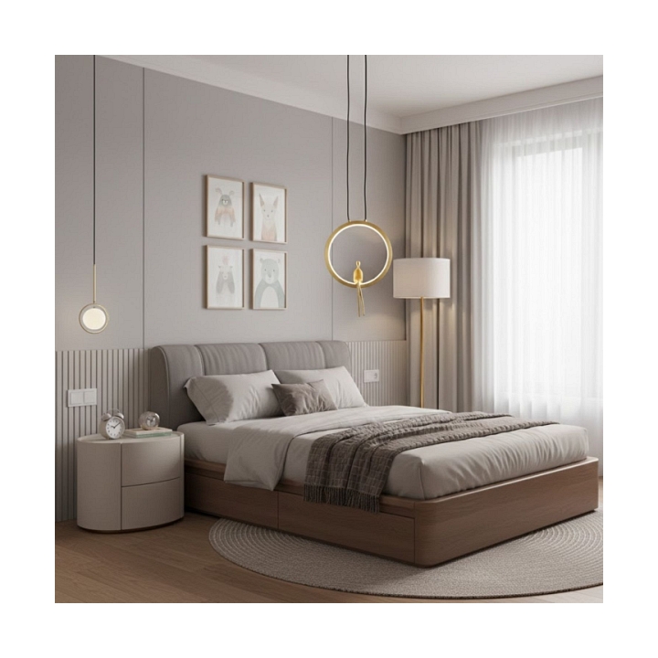 Lampa wisząca AMICI 27 cm - LED, metal, złoty ring z dekoracyjną złotą postacią - Step Into Design