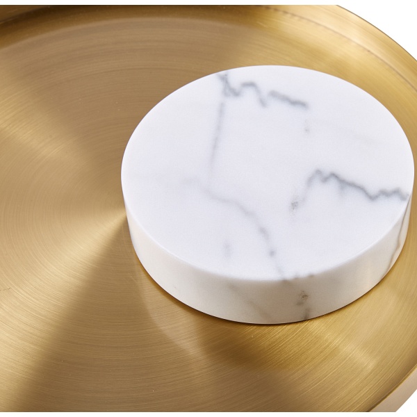 Stolik kawowy COLUMN marmurowy biało złoty 55 cm Step Into Design