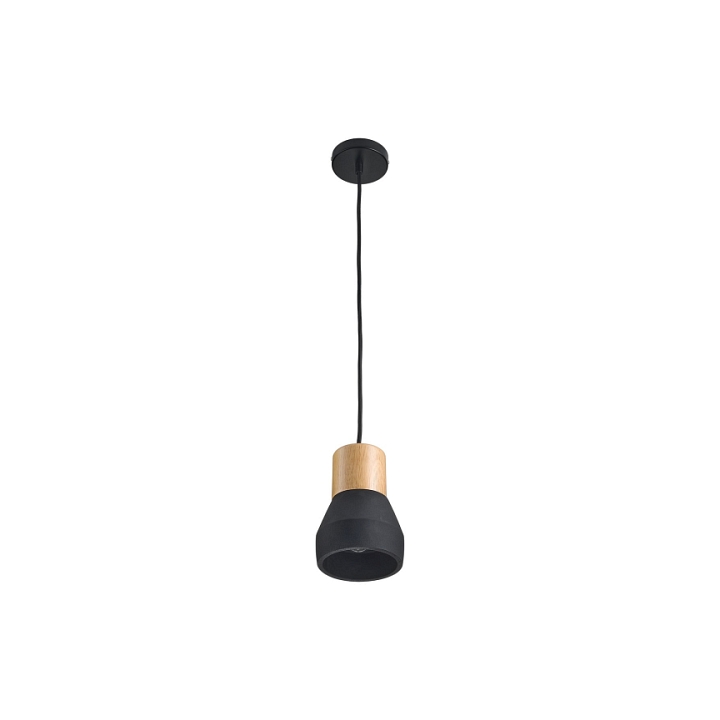 Lampa wisząca CONCRETE 12 cm- czarny beton, drewno - Step Into Design