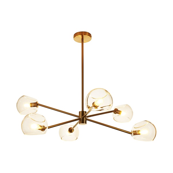 Lampa wisząca COSMIC-6 75 cm - złoty stelaż, transparentne klosze Step Into Design