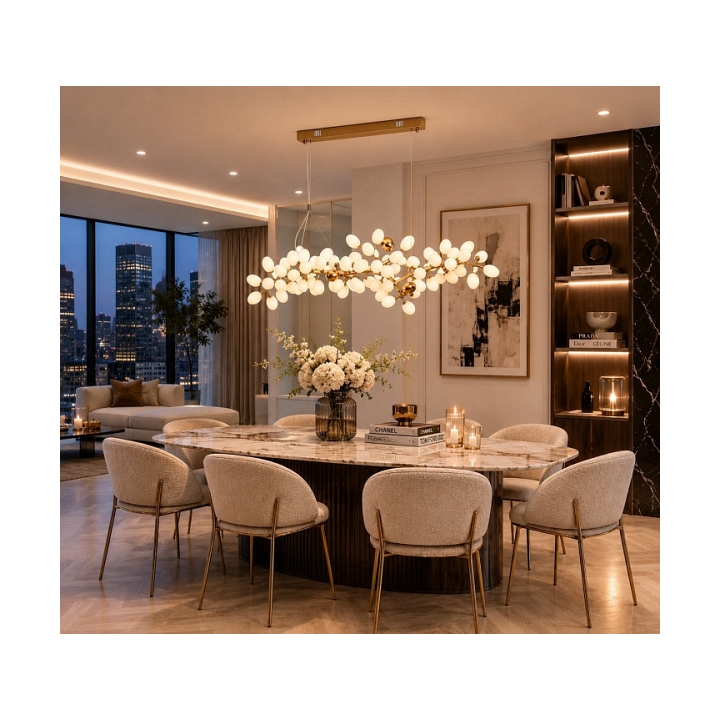 Lampa wisząca VALENTINA 150 cm biało złota - Step Into Design