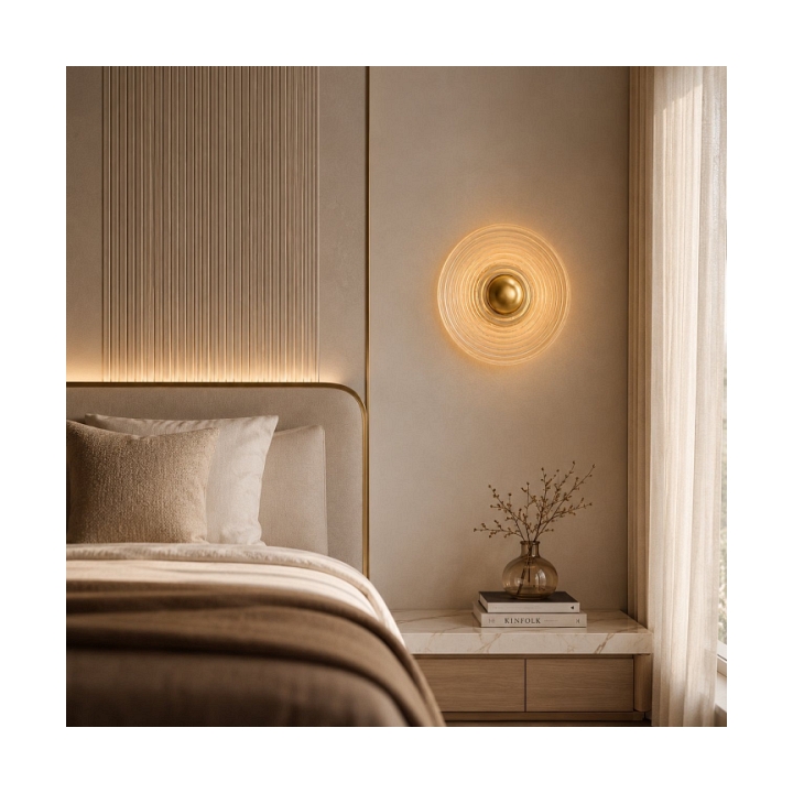 Lampa ścienna HELIOS 30 cm bursztynowo złota - Step Into Design