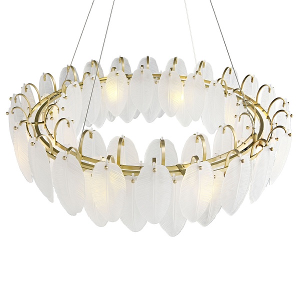 Lampa wisząca PIUMA mosiądz biała 80 cm Step Into Design