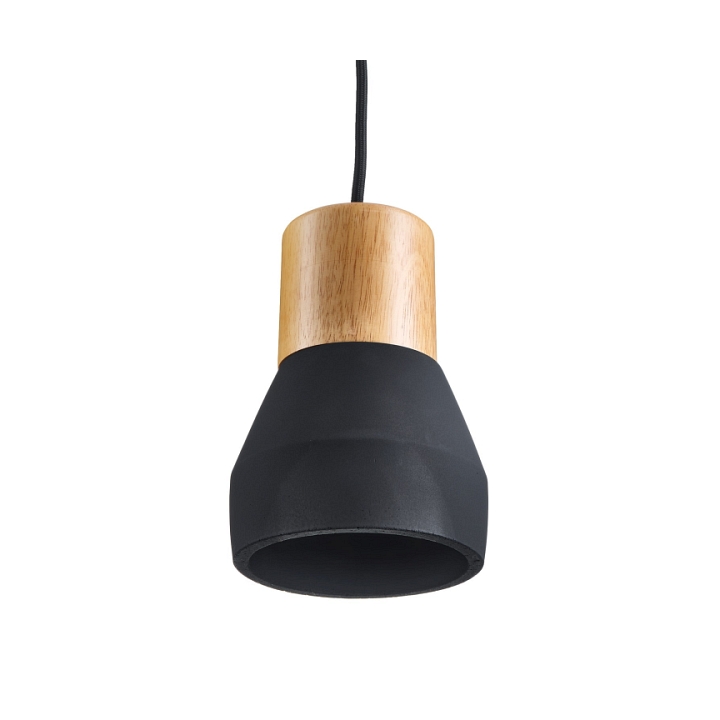 Lampa wisząca CONCRETE 12 cm- czarny beton, drewno - Step Into Design