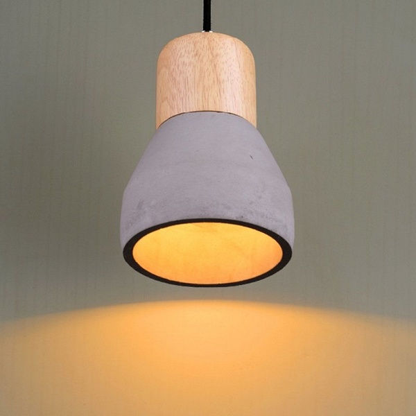 Lampa wisząca CONCRETE 12 cm- czarny beton, drewno Step Into Design