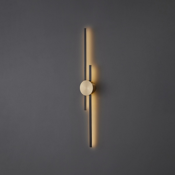 Lampa ścienna LED CENTRO czarny i mosiądz 92 cm - elegancki kinkiet Step Into Design