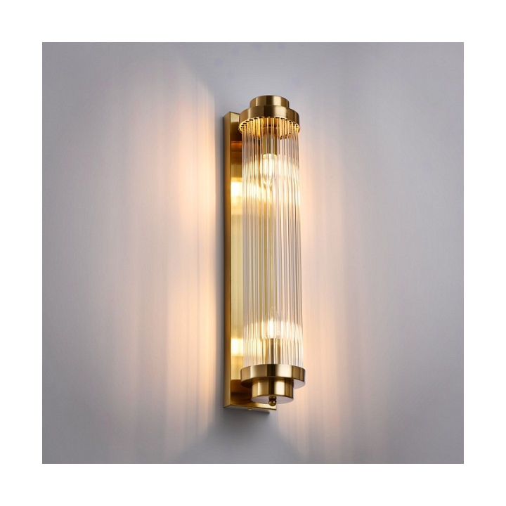 Lampa ścienna STELO 60 cm - kinkiet kryształowy LED, rama metalowa, złoty - Step Into Design