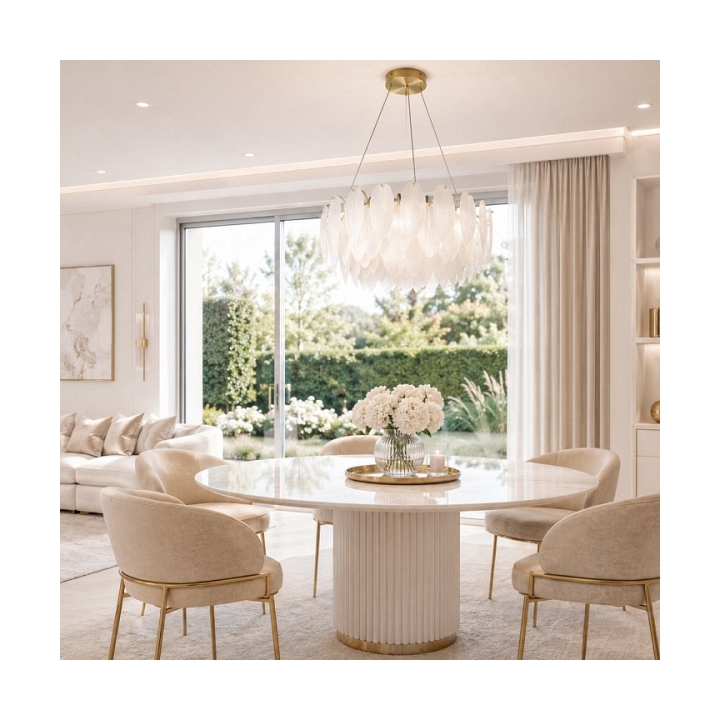 Lampa wisząca PIUMA 60 cm – biała, okrągła oprawa sufitowa - Step Into Design
