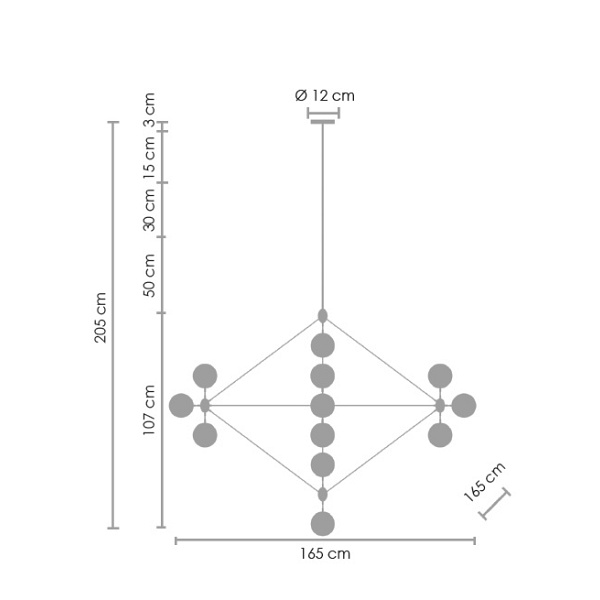 Lampa wisząca ASTRIFERO-21, 165 cm - bursztynowo czarna Step Into Design