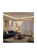Lampa wisząca SPLENDORE 100 cm - żyrandol złoto-kryształowy - Step Into Design