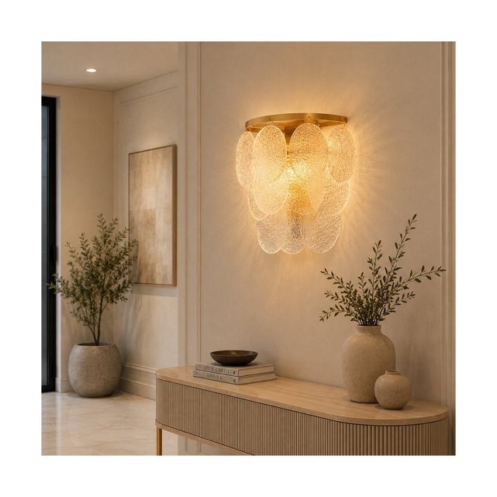 Lampa ścienna FIORE 30 cm - kinkiet złoty, kryształowy - Step Into Design