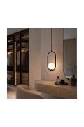 Lampa wisząca COSTA SOLO 40 cm - czarny stelaż, biały klosz - Step Into Design