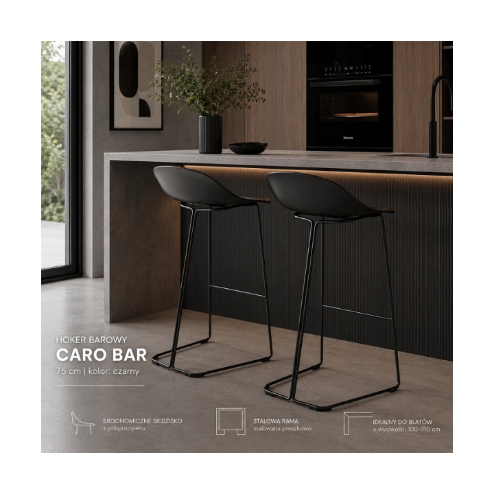 Hoker CARO BAR designerski czarny 75 cm - Step Into Design