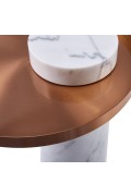 Stolik kawowy COLUMN marmurowy biały miedziany 55 cm Step Into Design