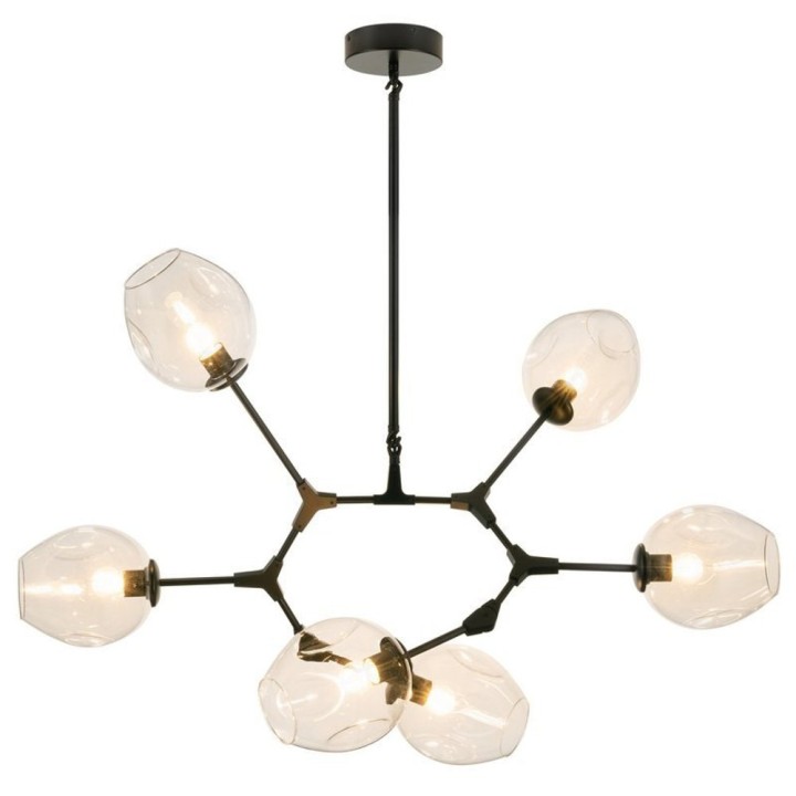 Lampa wisząca MODERN ORCHID-6 transparentno czarna 130 cm Step Into Design