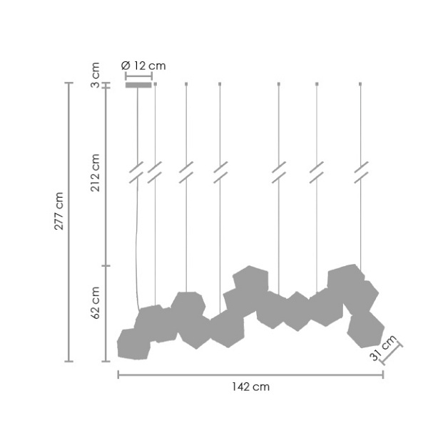Lampa wisząca NEW GEOMETRY-14 czarno złota 142 cm Step Into Design