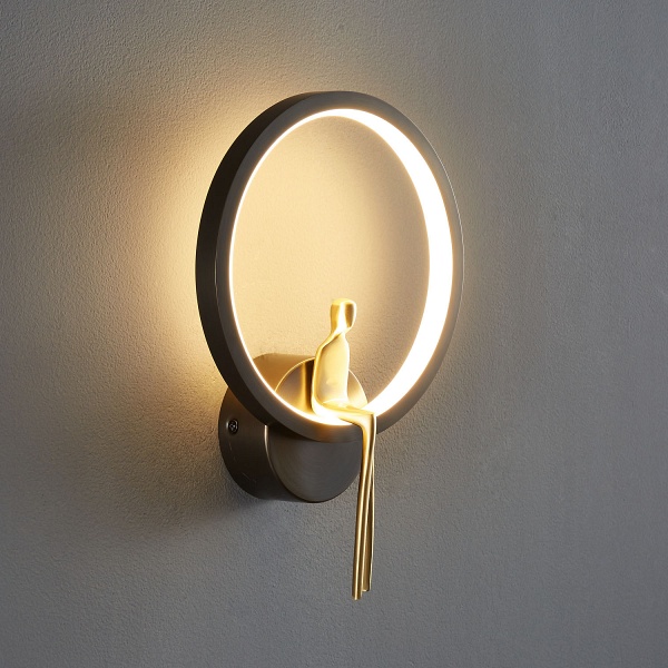 Lampa ścienna AMICI RING 27 cm LED złoto czarna, mosiądz Step Into Design