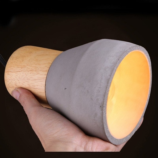 Lampa wisząca CONCRETE 12 cm- czarny beton, drewno Step Into Design