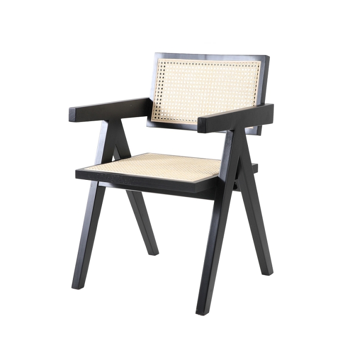 Krzesło BOHO drewniane w kolorze czarnym z podłokietnikami - Step Into Design