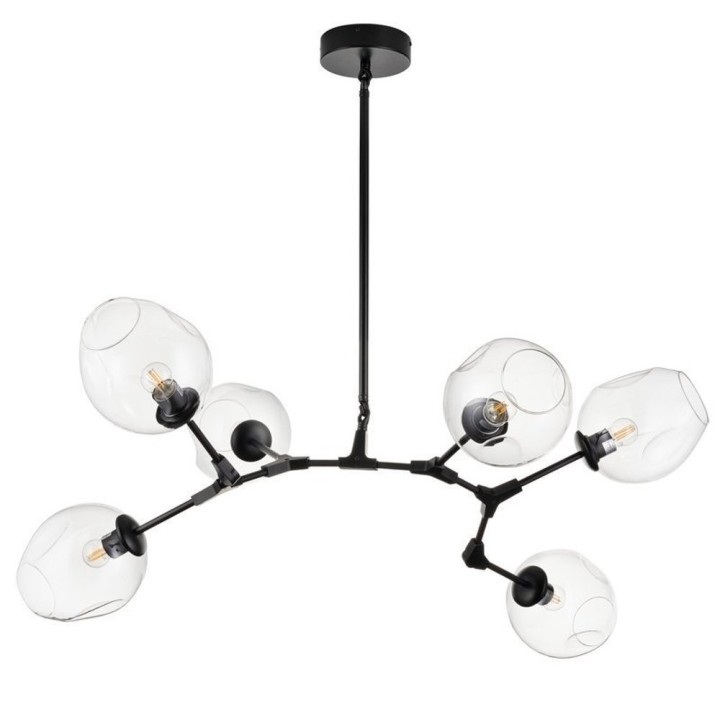 Lampa wisząca MODERN ORCHID-6 transparentno czarna 130 cm Step Into Design