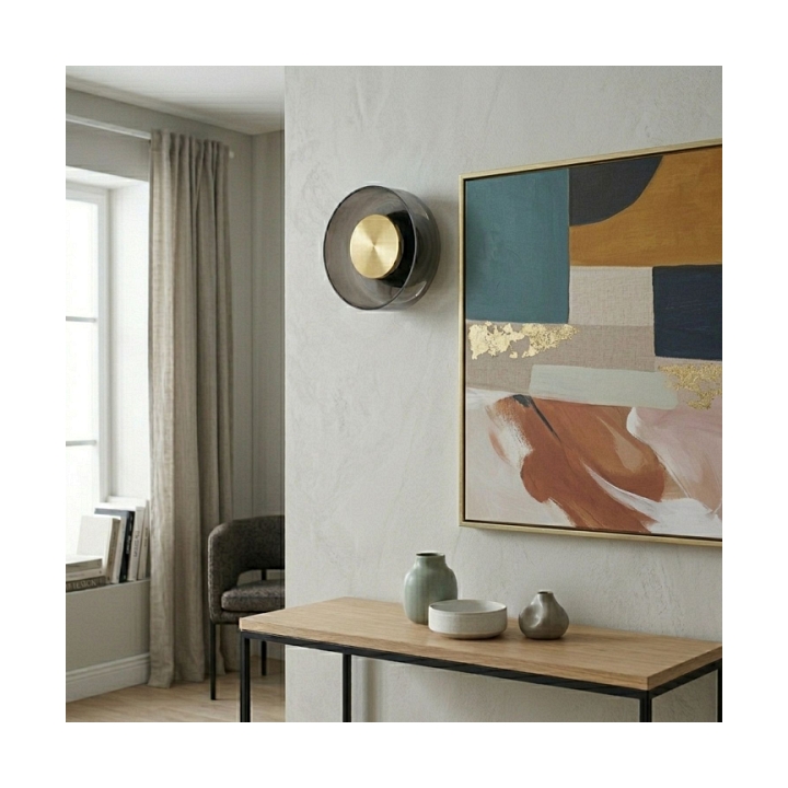 Lampa ścienna DONUT 18 cm - LED, szkło, szaro-złota - Step Into Design