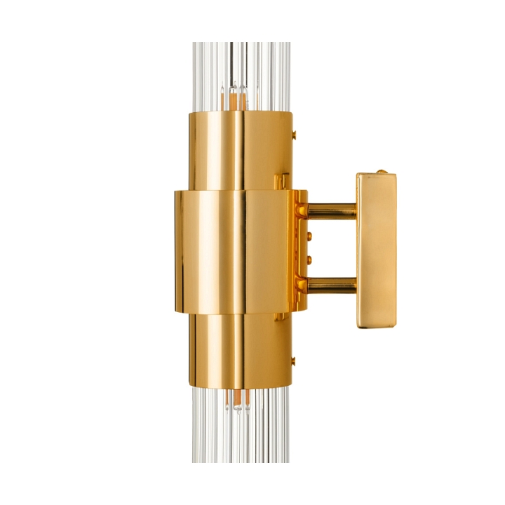 Lampa ścienna GLOW 46 cm - kinkiet złoty, szkło ryflowane - Step Into Design