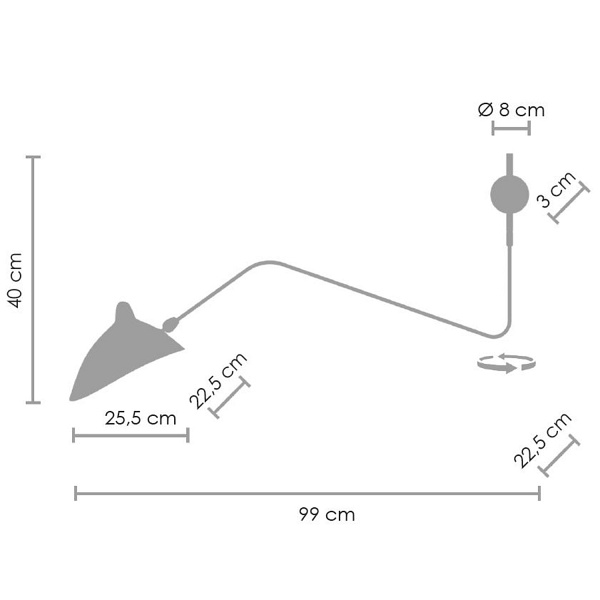 Lampa ścienna CRANE-1W czarna 99 cm Step Into Design