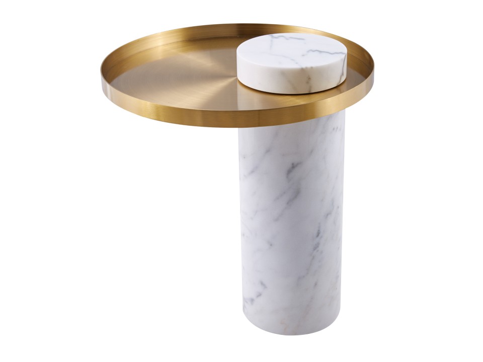 Stolik kawowy COLUMN marmurowy biało złoty 55 cm Step Into Design