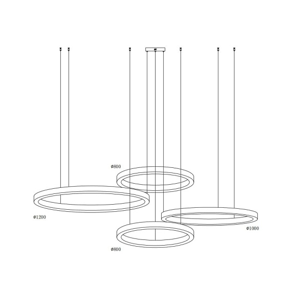 Lampa wisząca CIRCLE 80+80+100+120 LED mosiądz na 1 podsufitce Step Into Design