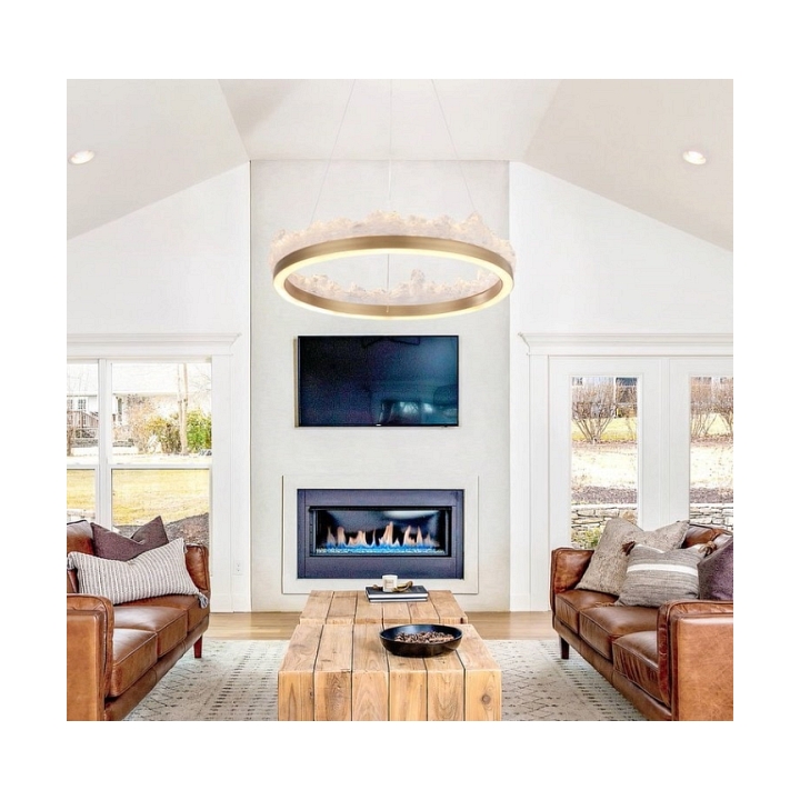 Lampa wisząca MONTANA 60 cm - LED, złoty kryształowy ring - Step Into Design