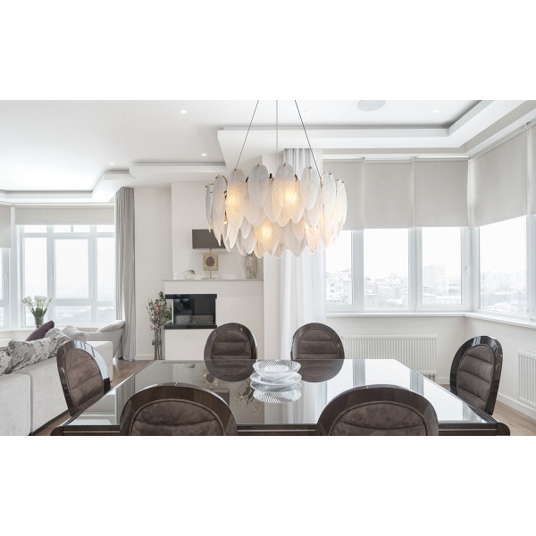 Lampa wisząca PIUMA mosiądz biała 80 cm Step Into Design