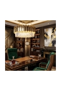 Lampa wisząca REA 80 cm - żyrandol złoty z kryształami - Step Into Design