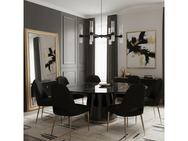 Lampa wisząca CANDELA-6 - 6-ramienna oprawa sufitowa czarna 70 cm Step Into Design