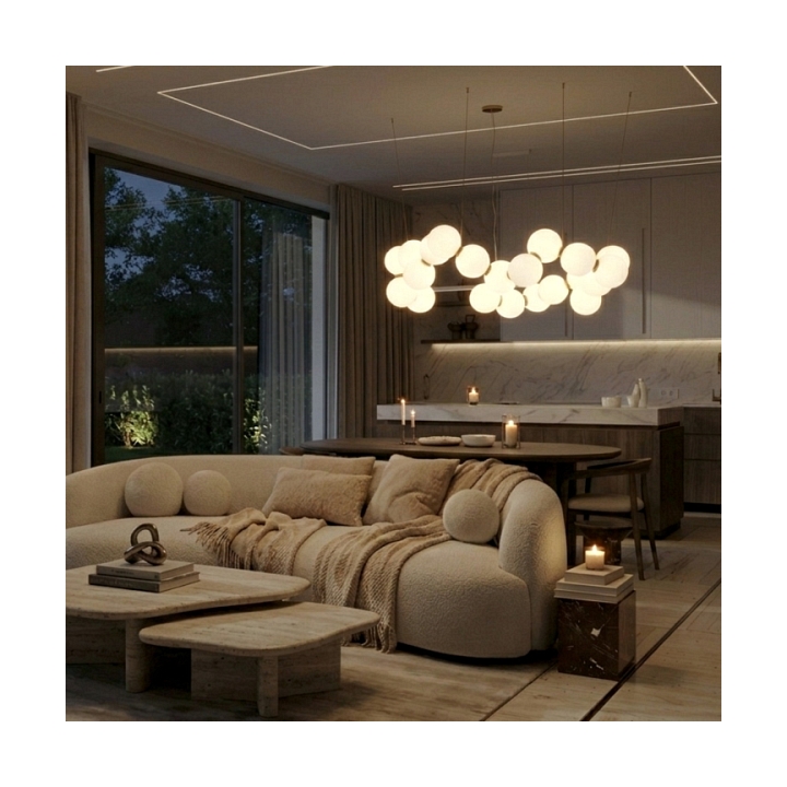 Lampa wisząca CORALLI-80 - LED, biało-mosiężna - Step Into Design