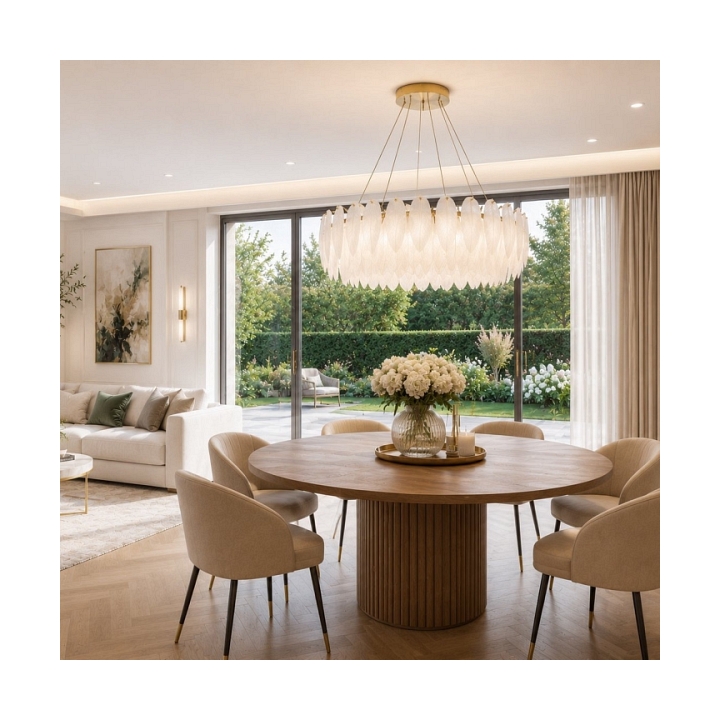 Lampa wisząca PIUMA 80 cm – biała, okrągła oprawa sufitowa - Step Into Design
