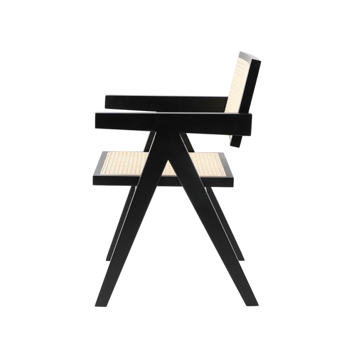 Krzesło BOHO drewniane w kolorze czarnym z podłokietnikami - Step Into Design