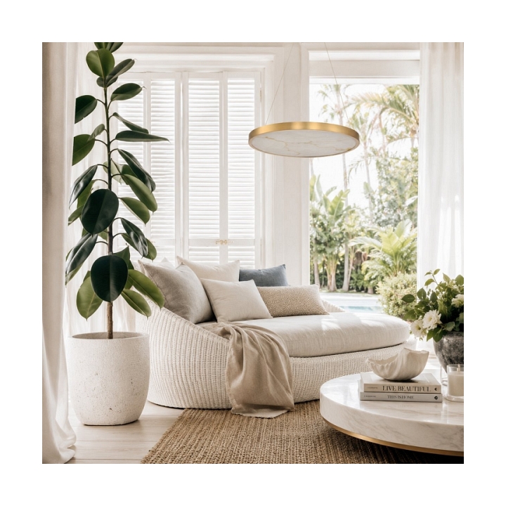 Lampa wisząca ALCHEMY 60 cm - LED, złoty alabaster - Step Into Design